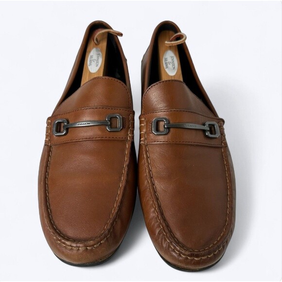 Coach Brown Leather Horsebit Loafers Mens 11.5 D Driving Moccasins Shoes FG1619 - Picture 1 of 16